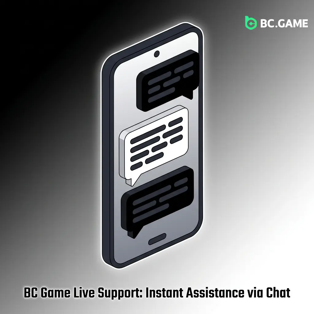 BC Game live chat support icon on desktop and mobile for instant player assistance with account and payment issues