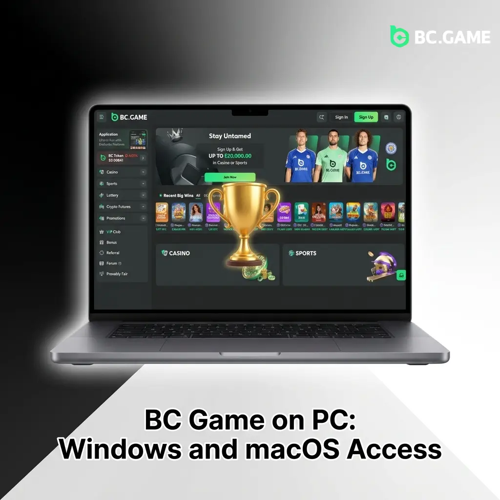 BC Game platform accessible on PC via web browser for Windows and macOS users in Pakistan, no download required