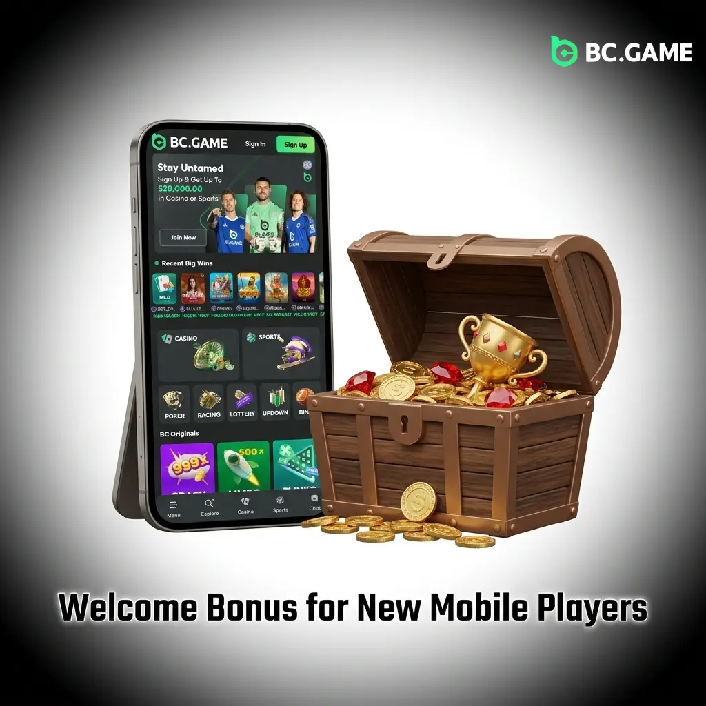 New mobile players at BC Game app get 300% welcome bonus within 7 mins of registration or 180% sports bonus after window.