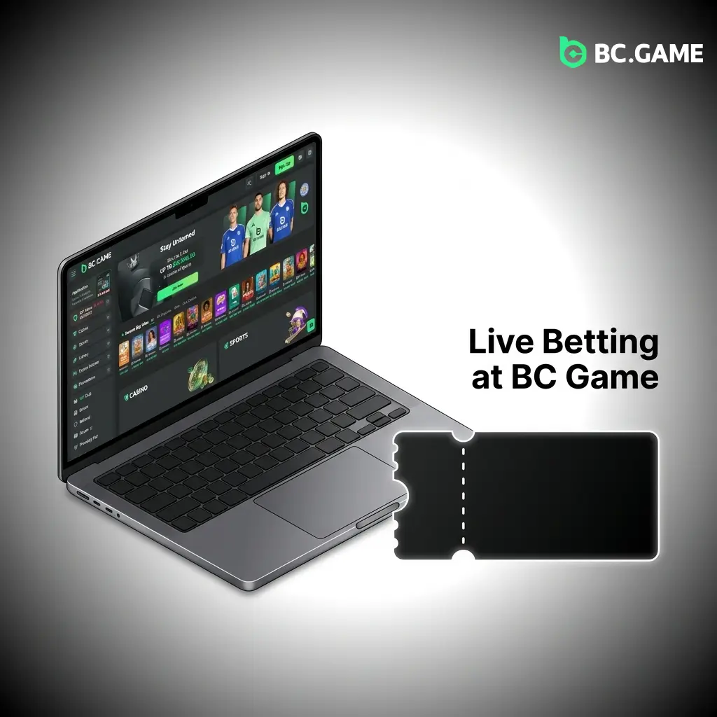 BC Game live betting interface showing real-time odds for cricket, football and esports with live match tracker