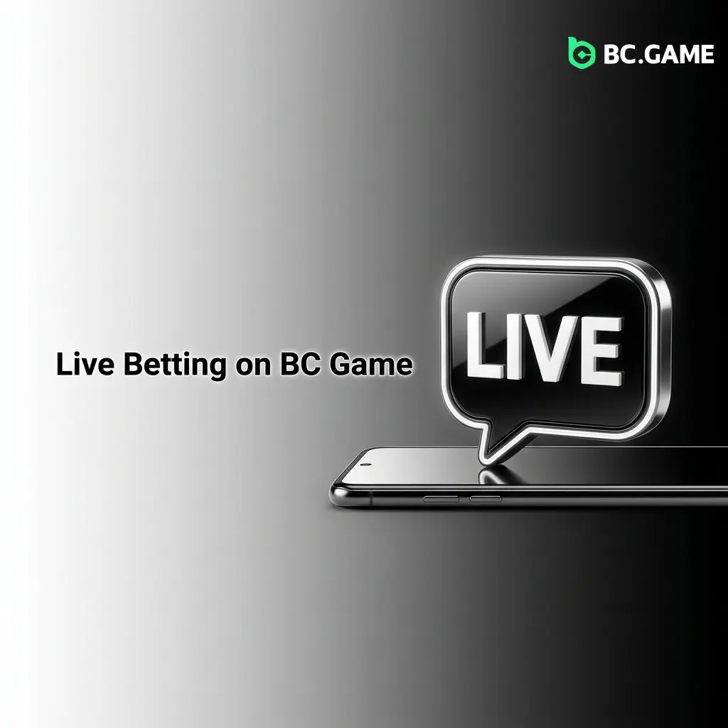 BC Game live betting interface showing real-time cricket and football in-play markets with match tracker and cash out option