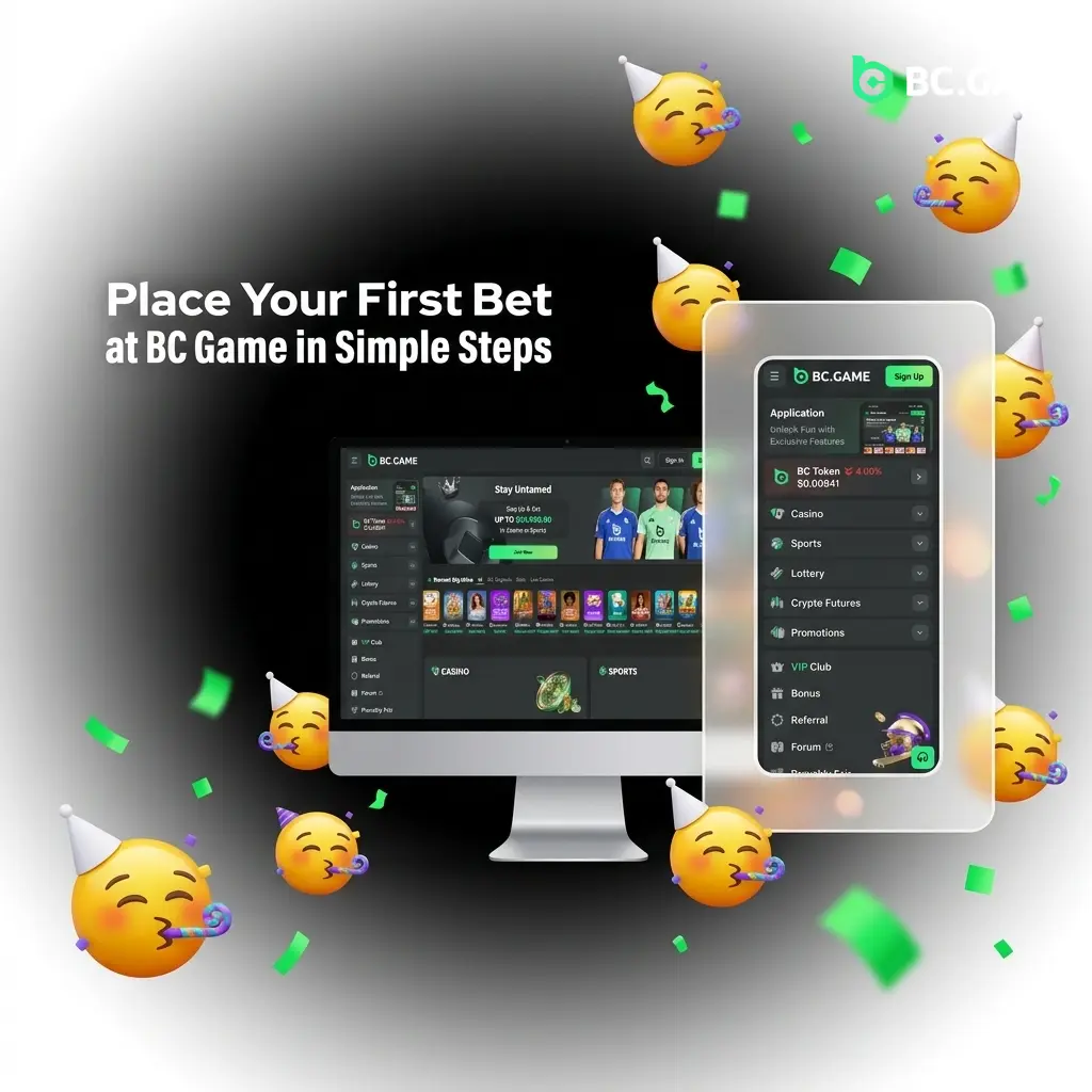 BC Game sports betting signup steps showing registration, deposit, and placing first bet on cricket or football