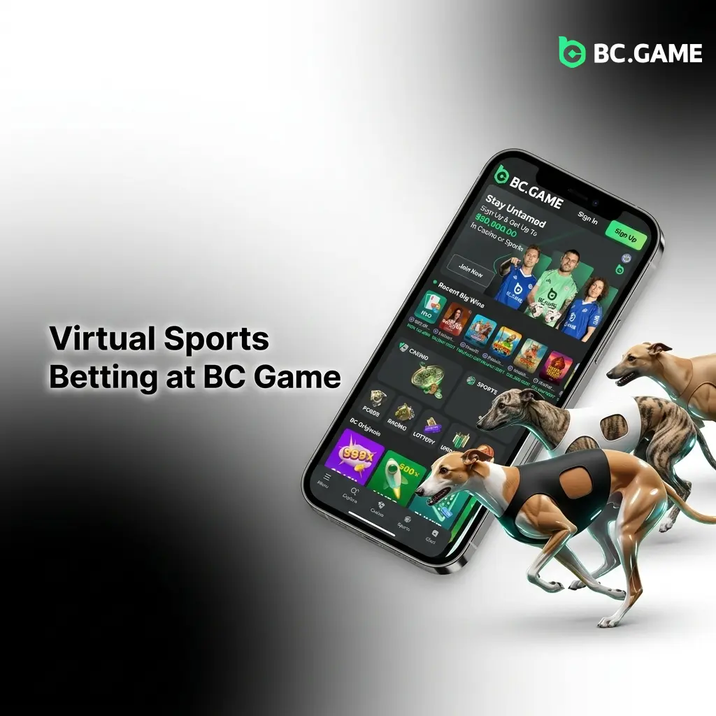 Virtual sports betting at BC Game showing RNG-powered football, basketball, horse racing and tennis simulations available 24/7