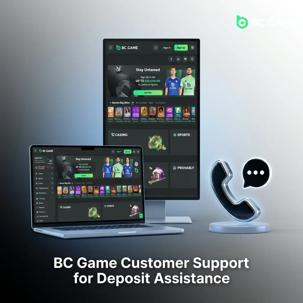 BC Game 24/7 customer support options for deposit issues including live chat, email, Telegram, and Help Centre