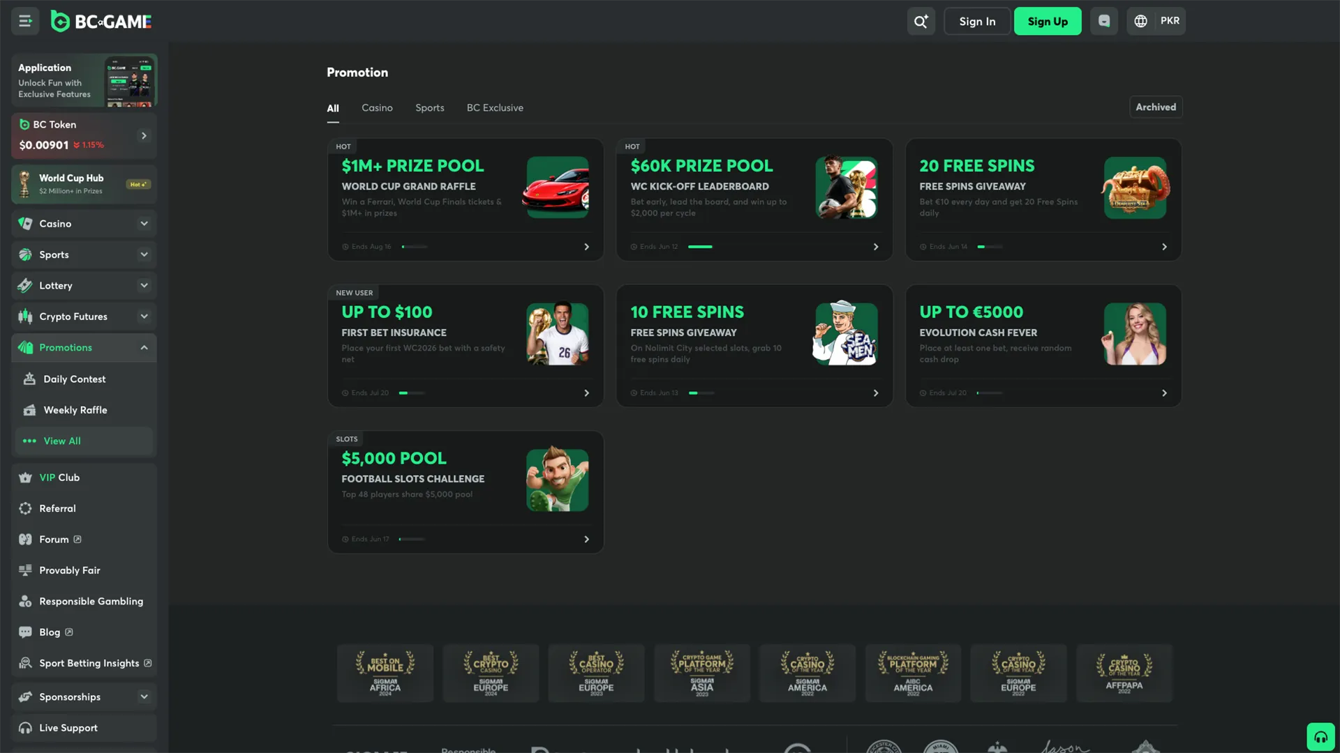 Find out about all the bonuses available at BC Game.
