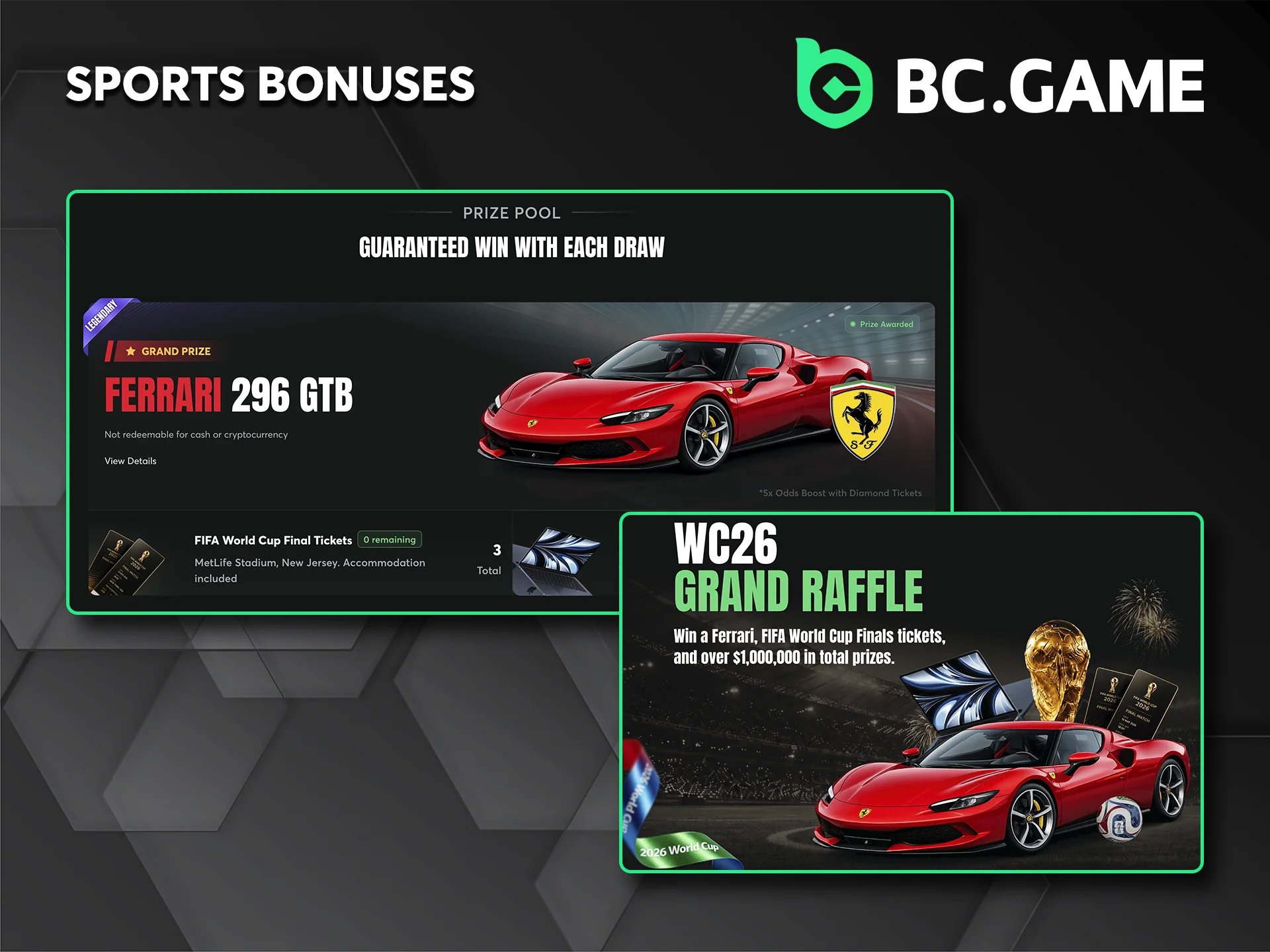 Take a look at the sports bonuses available from the BC Game bookmaker.